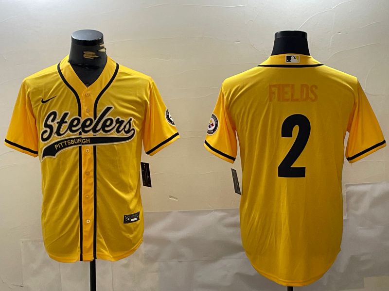Men Pittsburgh Steelers 2 Fields Yellow Joint Name 2024 Nike Limited NFL Jersey style 1